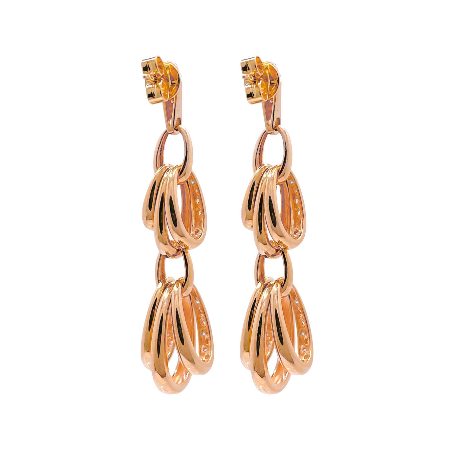 Jay Feder 14k Yellow Gold Diamond Hanging Hoops Dangle Earrings