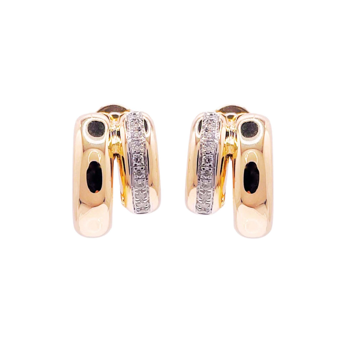 Jay Feder 14k Yellow Gold Diamond Double Huggies Earrings