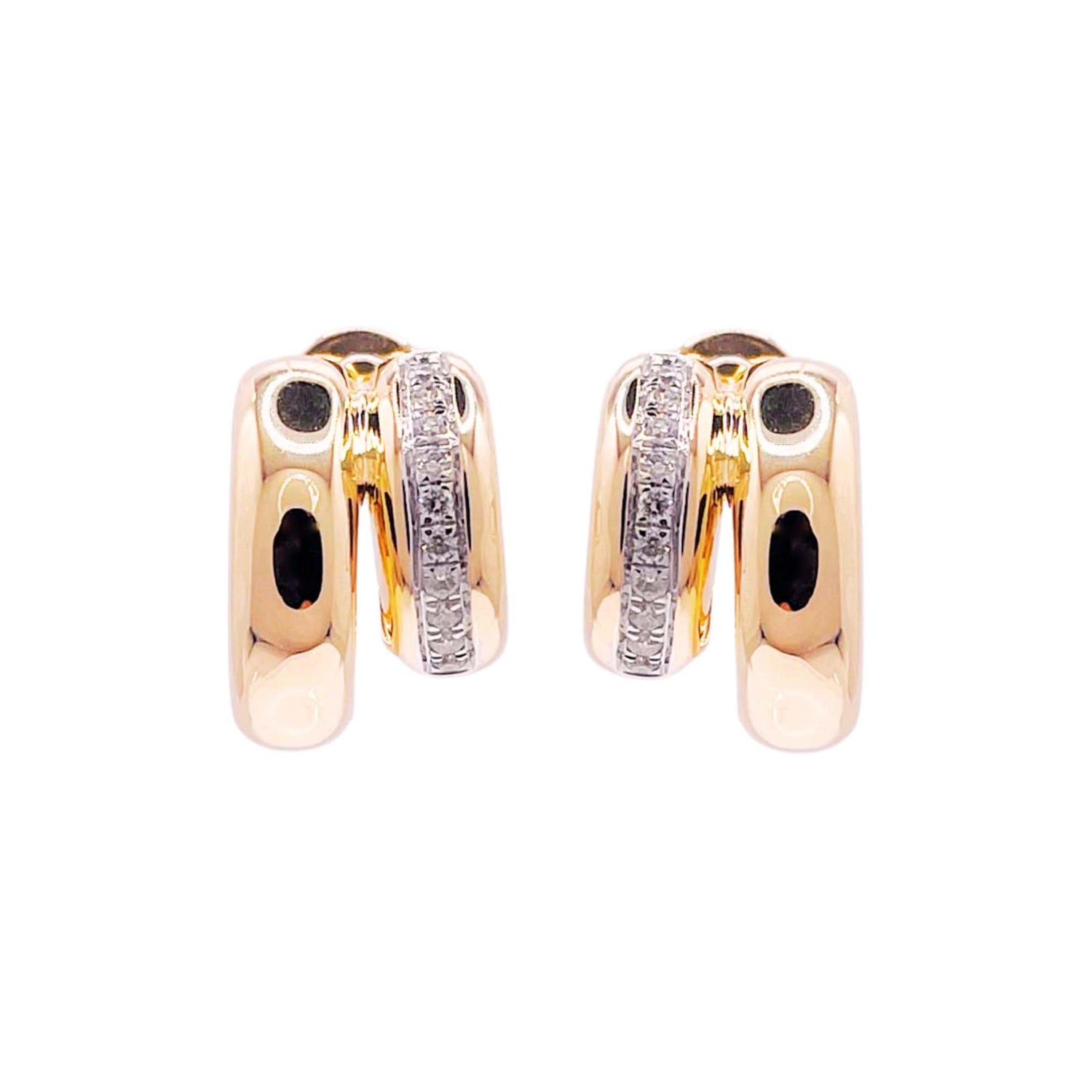 Jay Feder 14k Yellow Gold Diamond Double Huggies Earrings