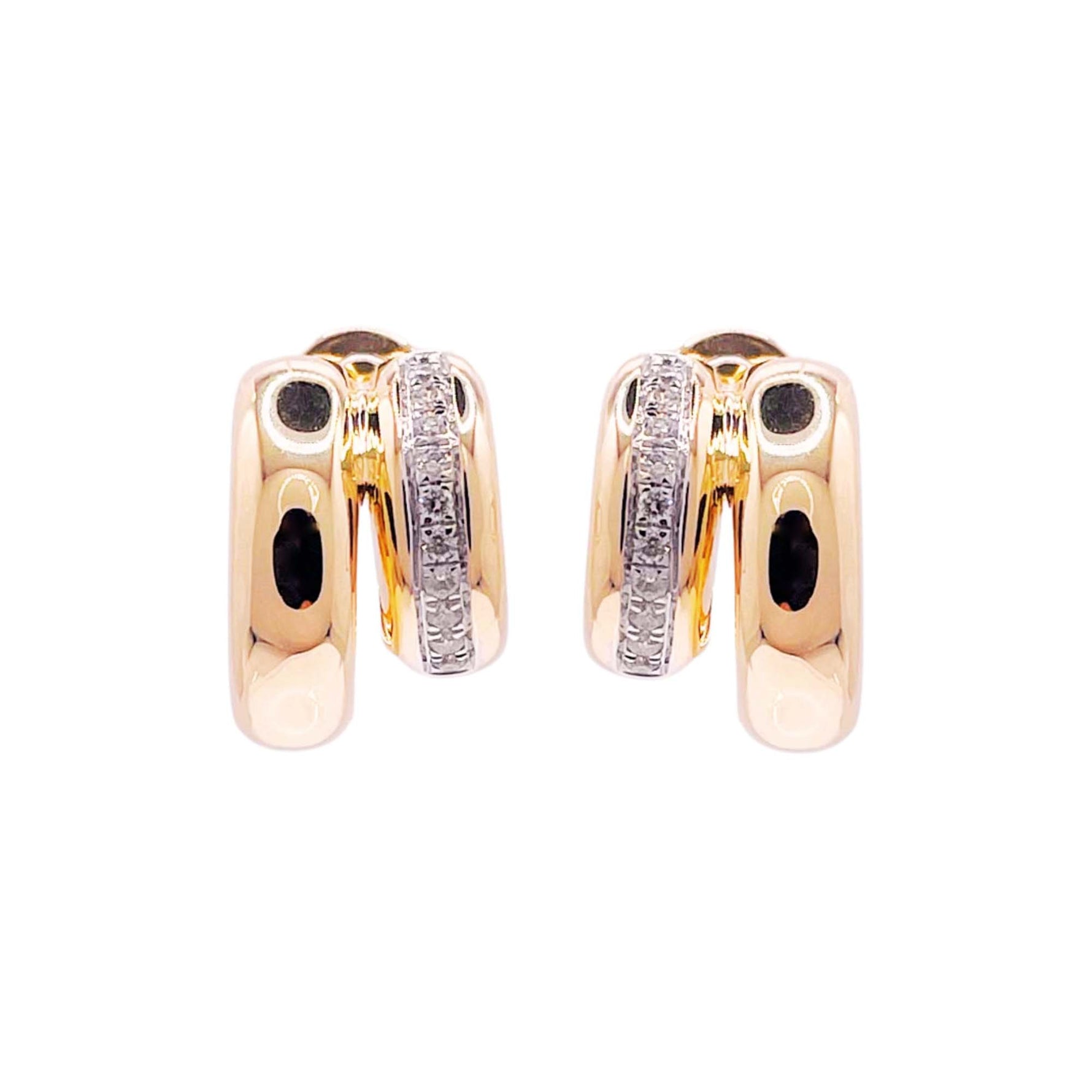 Jay Feder 14k Yellow Gold Diamond Double Huggies Earrings