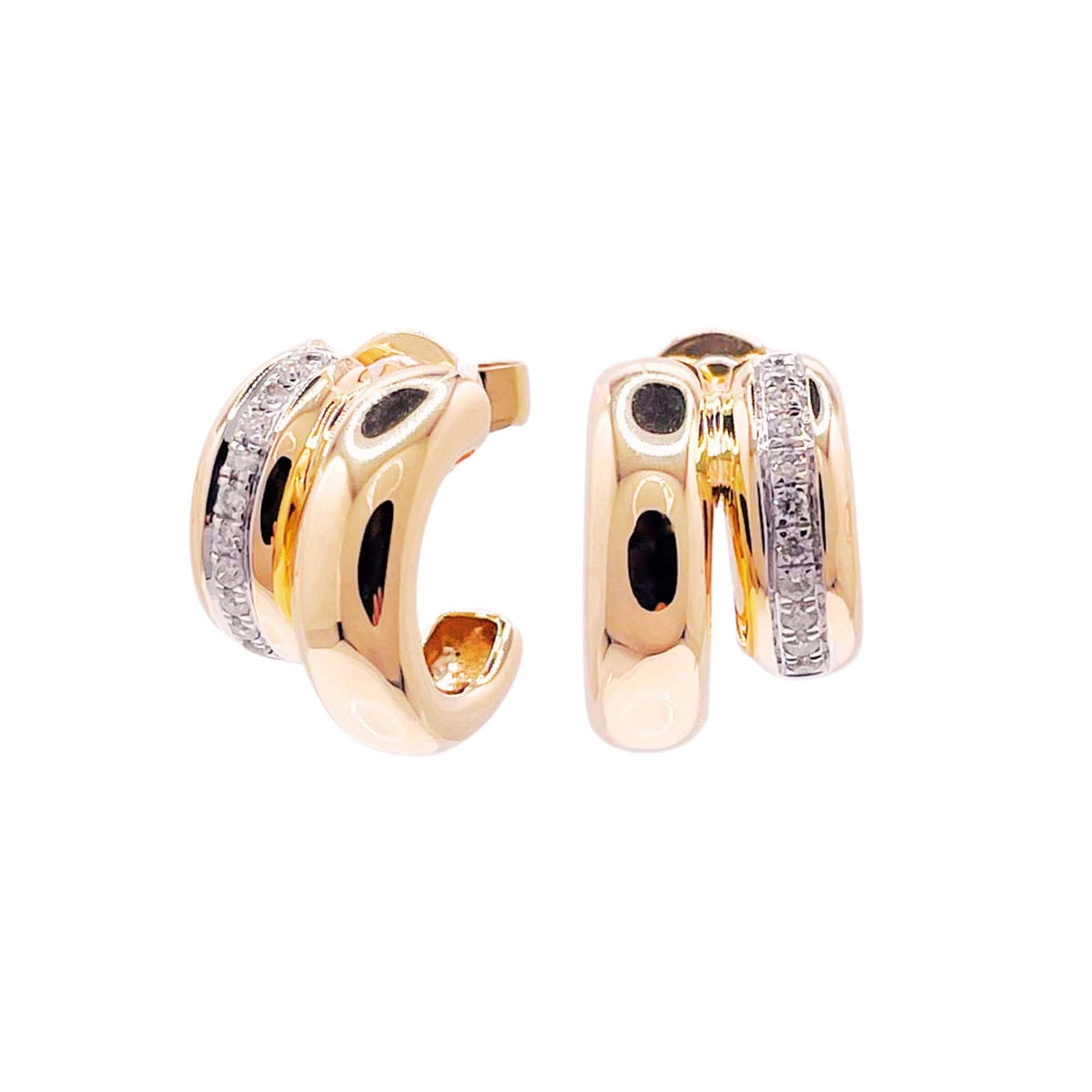 Jay Feder 14k Yellow Gold Diamond Double Huggies Earrings