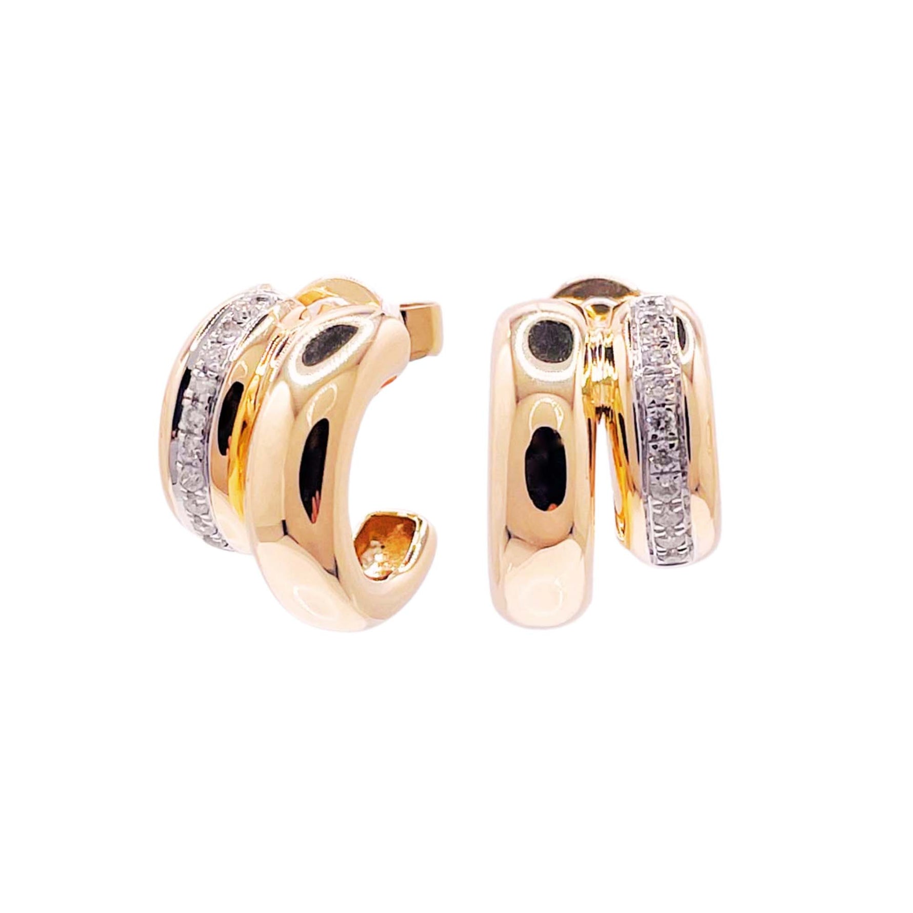 Jay Feder 14k Yellow Gold Diamond Double Huggies Earrings