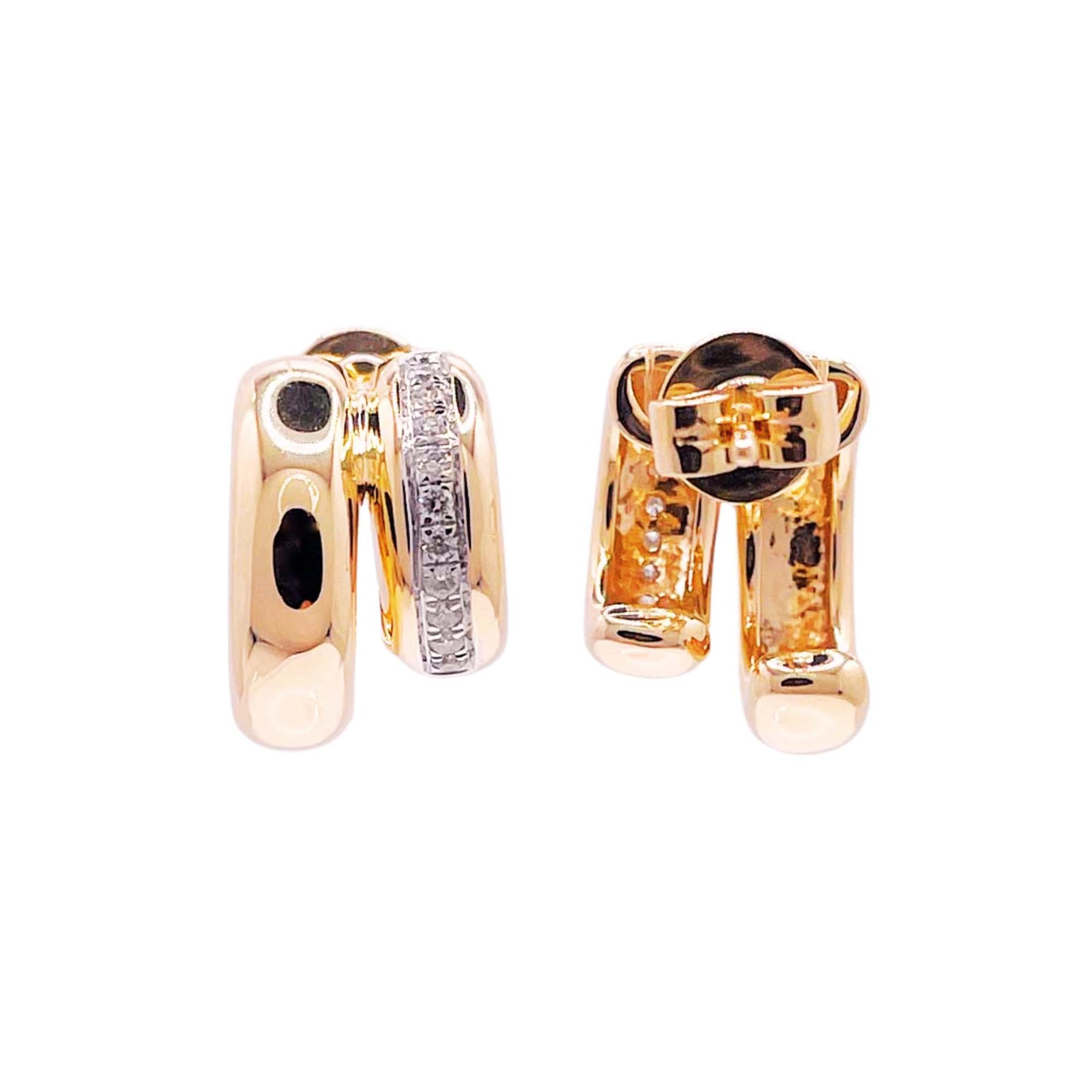 Jay Feder 14k Yellow Gold Diamond Double Huggies Earrings