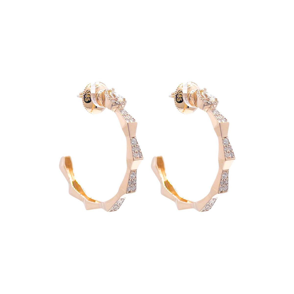 Jay Feder 14k Yellow Gold Diamond Open Hoop Earrings