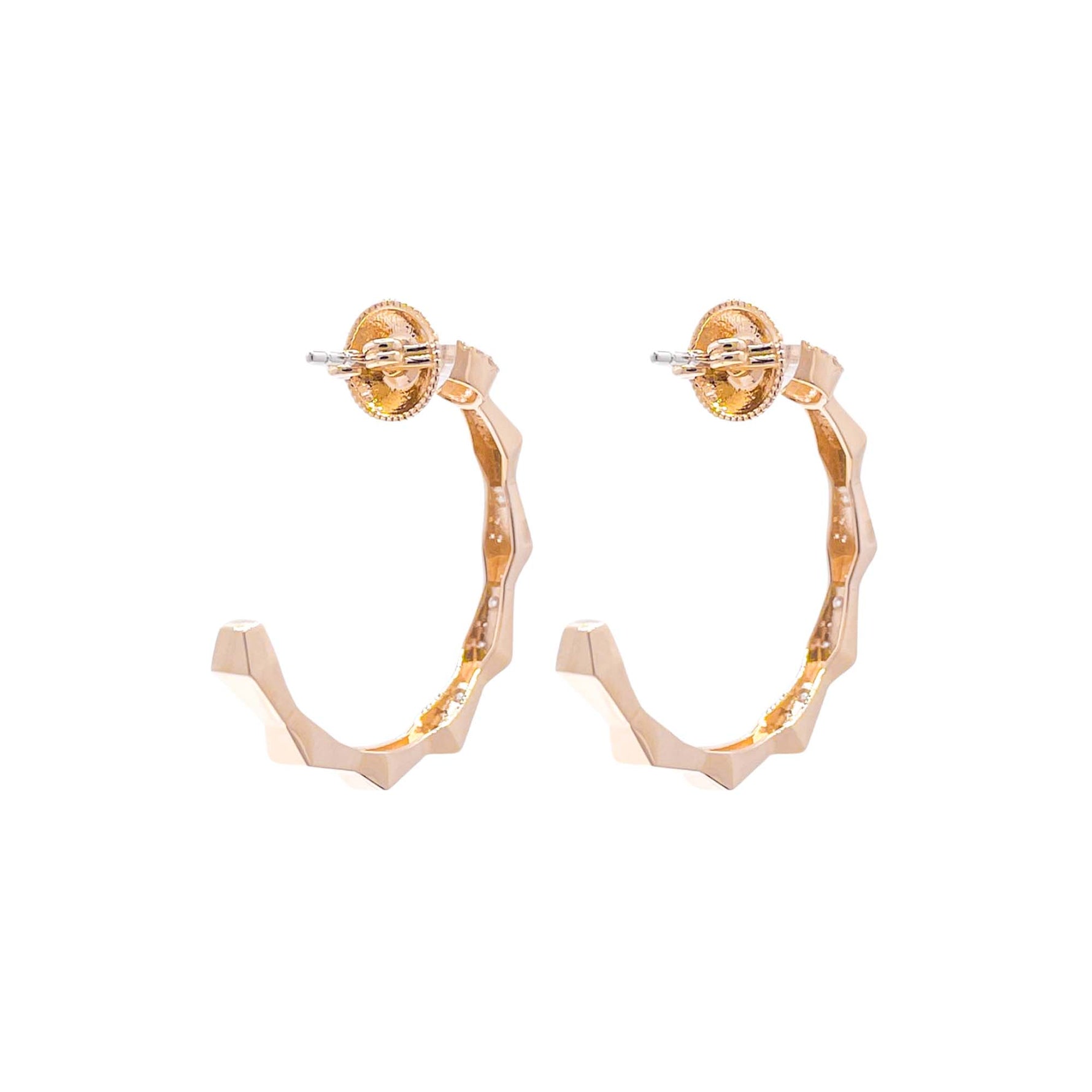 Jay Feder 14k Yellow Gold Diamond Open Hoop Earrings
