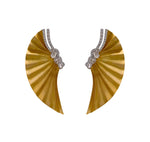 JAY FEDER 18K TWO TONE GOLD DIAMOND FAN EARRINGS