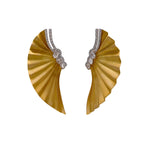 JAY FEDER 18K TWO TONE GOLD DIAMOND FAN EARRINGS
