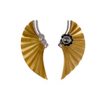 JAY FEDER 18K TWO TONE GOLD DIAMOND FAN EARRINGS
