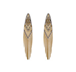 JAY FEDER 18K TWO TONE GOLD DIAMOND SAMBA FRINGE DROP DANGLE EARRINGS