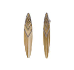JAY FEDER 18K TWO TONE GOLD DIAMOND SAMBA FRINGE DROP DANGLE EARRINGS