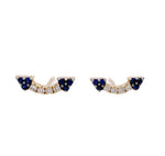 Khai Khai 18k Yellow Gold Diamond and Blue Sapphire Arrow Earrings