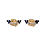 Khai Khai 18k Yellow Gold Diamond and Blue Sapphire Arrow Earrings
