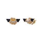 Khai Khai 18k Yellow Gold Diamond and Blue Sapphire Arrow Earrings