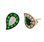 Khai Khai 18k Yellow Gold Tsavorite Diamond Inverse Paisley Stud Earrings
