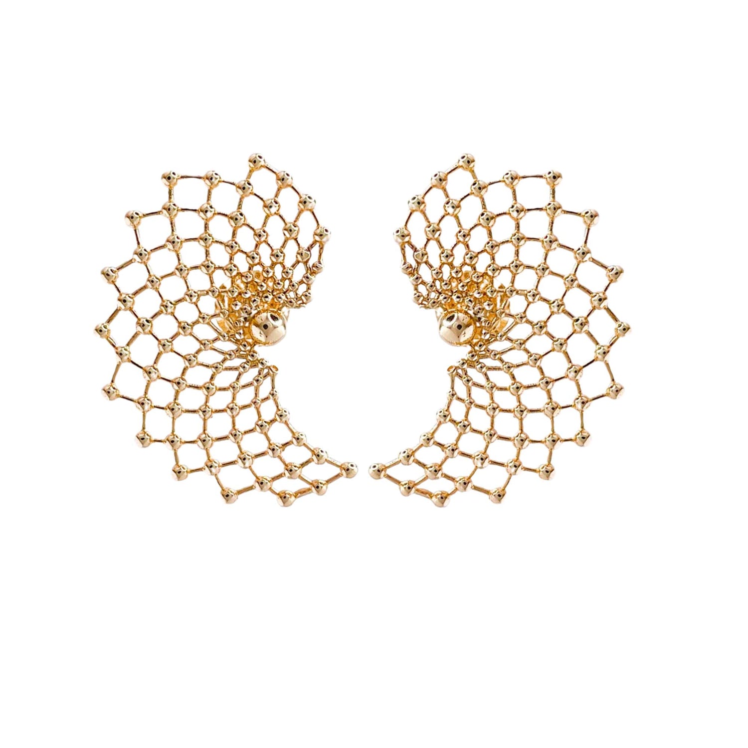 Jay Feder 18k Yellow Gold Goldstone Web Earrings