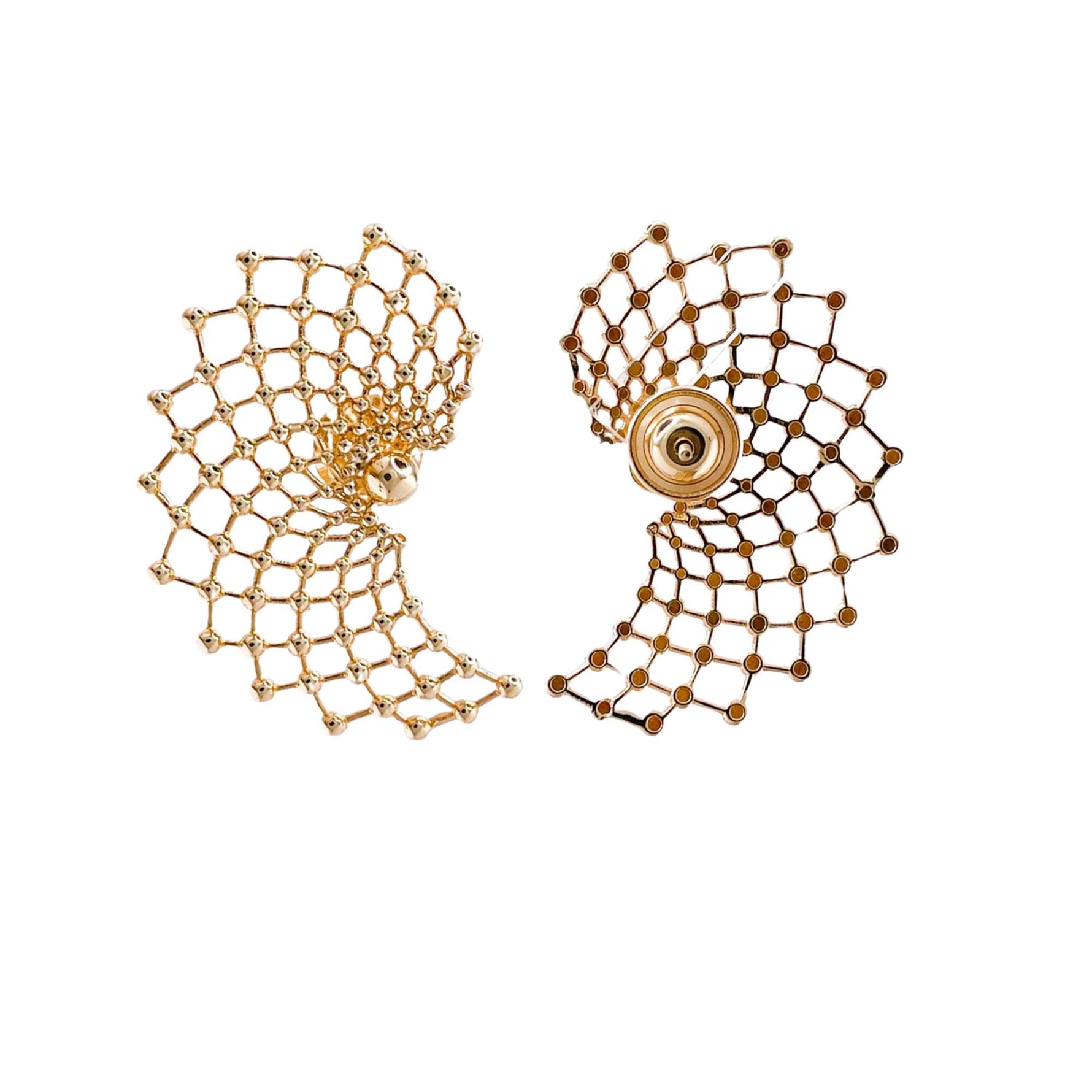 Jay Feder 18k Yellow Gold Goldstone Web Earrings