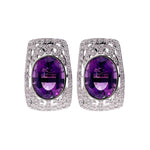 Jay Feder 18k White Gold Amethyst and Diamond Pave Clip Earrings