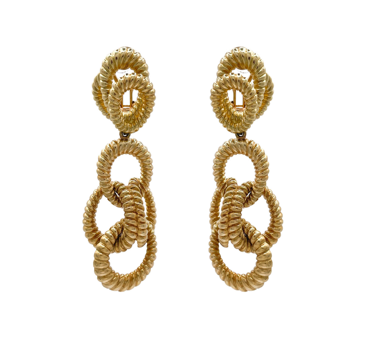 JAY FEDER 18K YELLOW GOLD CIRCLE DROP DANGLE EARRINGS