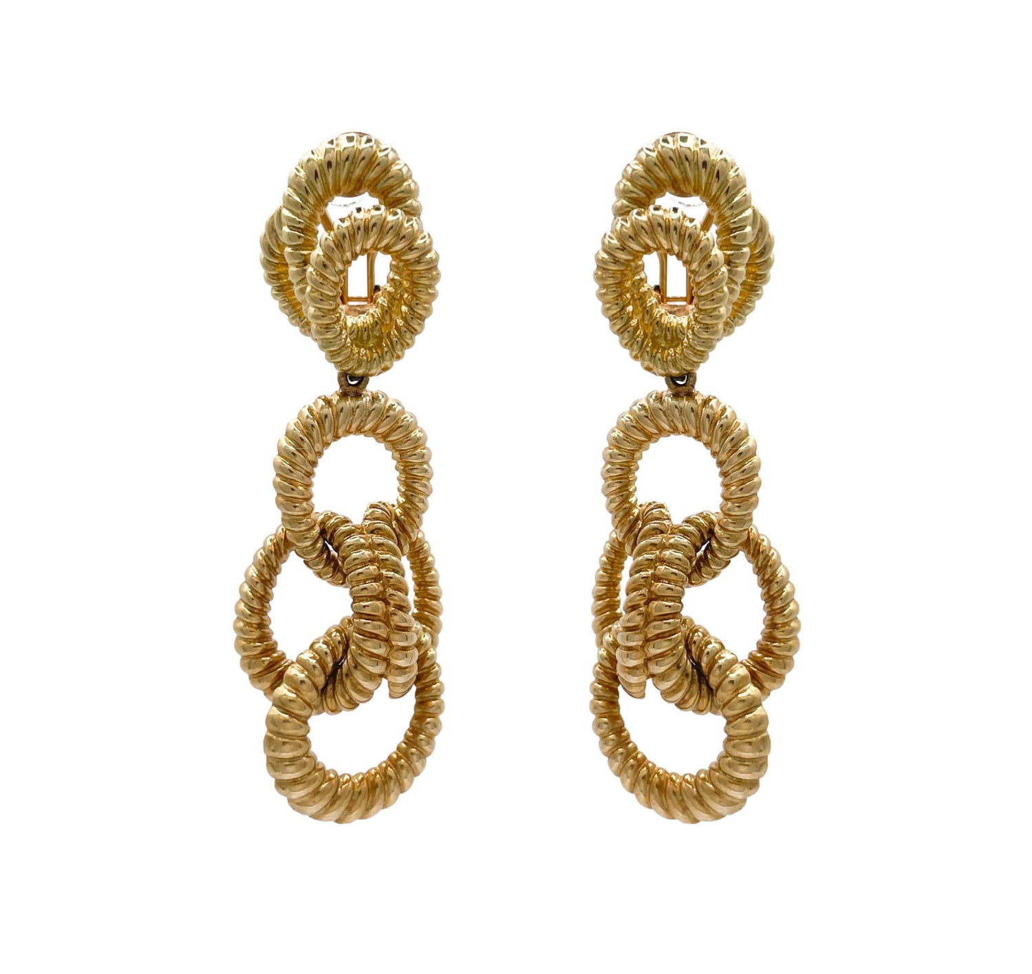 JAY FEDER 18K YELLOW GOLD CIRCLE DROP DANGLE EARRINGS