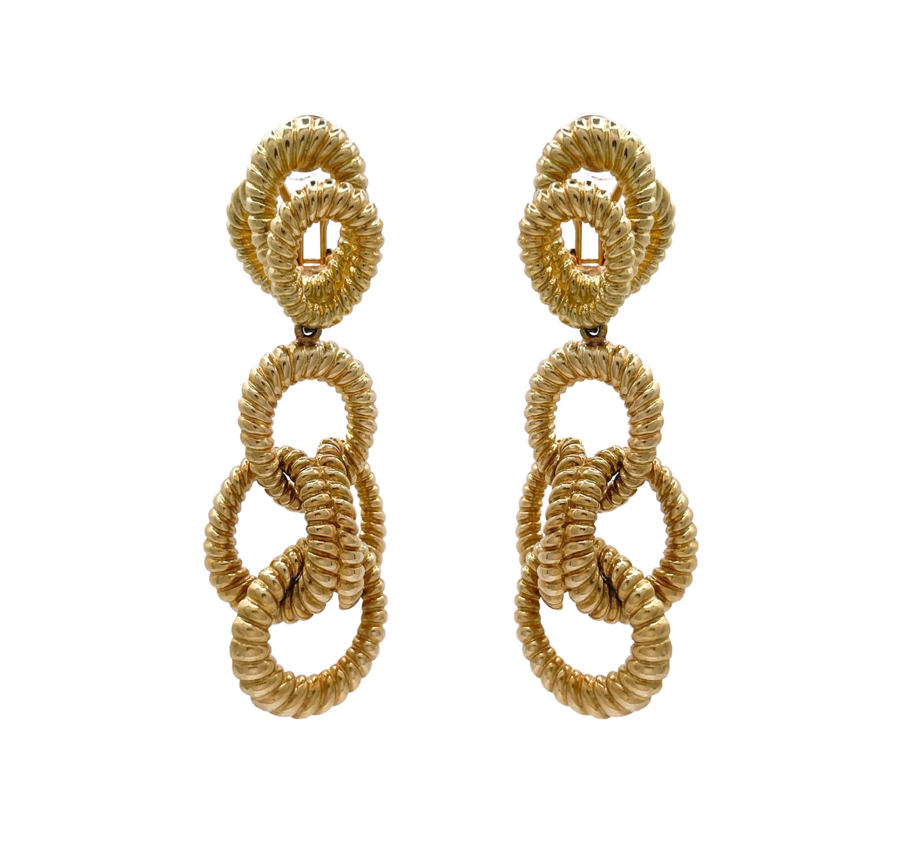 JAY FEDER 18K YELLOW GOLD CIRCLE DROP DANGLE EARRINGS