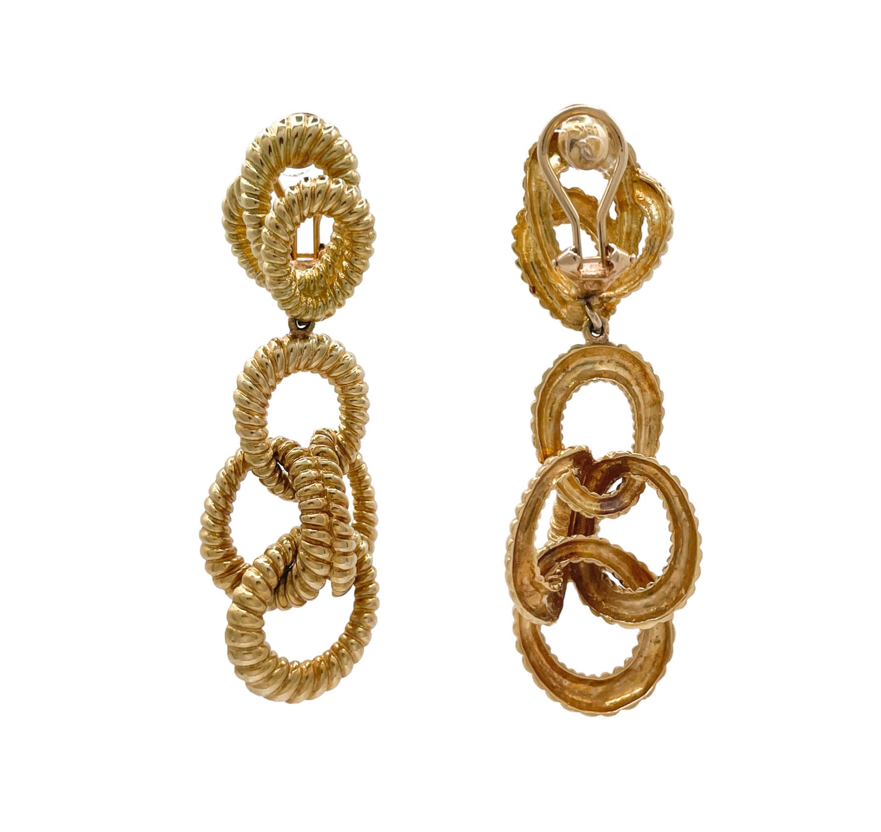 JAY FEDER 18K YELLOW GOLD CIRCLE DROP DANGLE EARRINGS