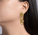 JAY FEDER 18K YELLOW GOLD CIRCLE DROP DANGLE EARRINGS