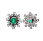 JAY FEDER 14K WHITE GOLD EMERALD DIAMOND BURST EARRINGS