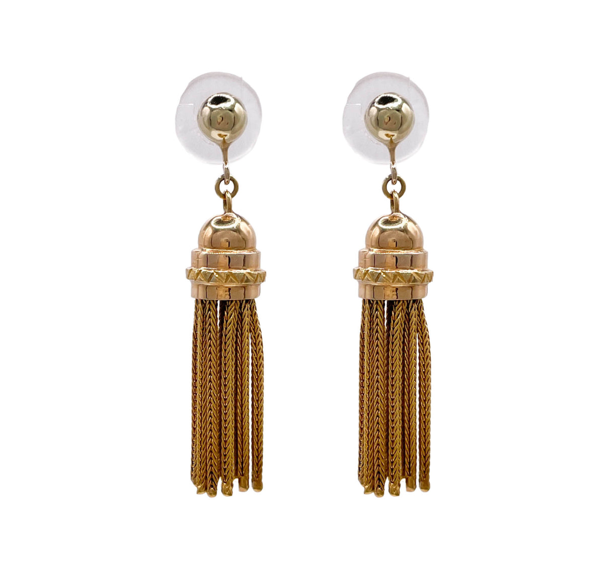 JAY FEDER 18K YELLOW GOLD TASSEL DROP DANGLE EARRINGS