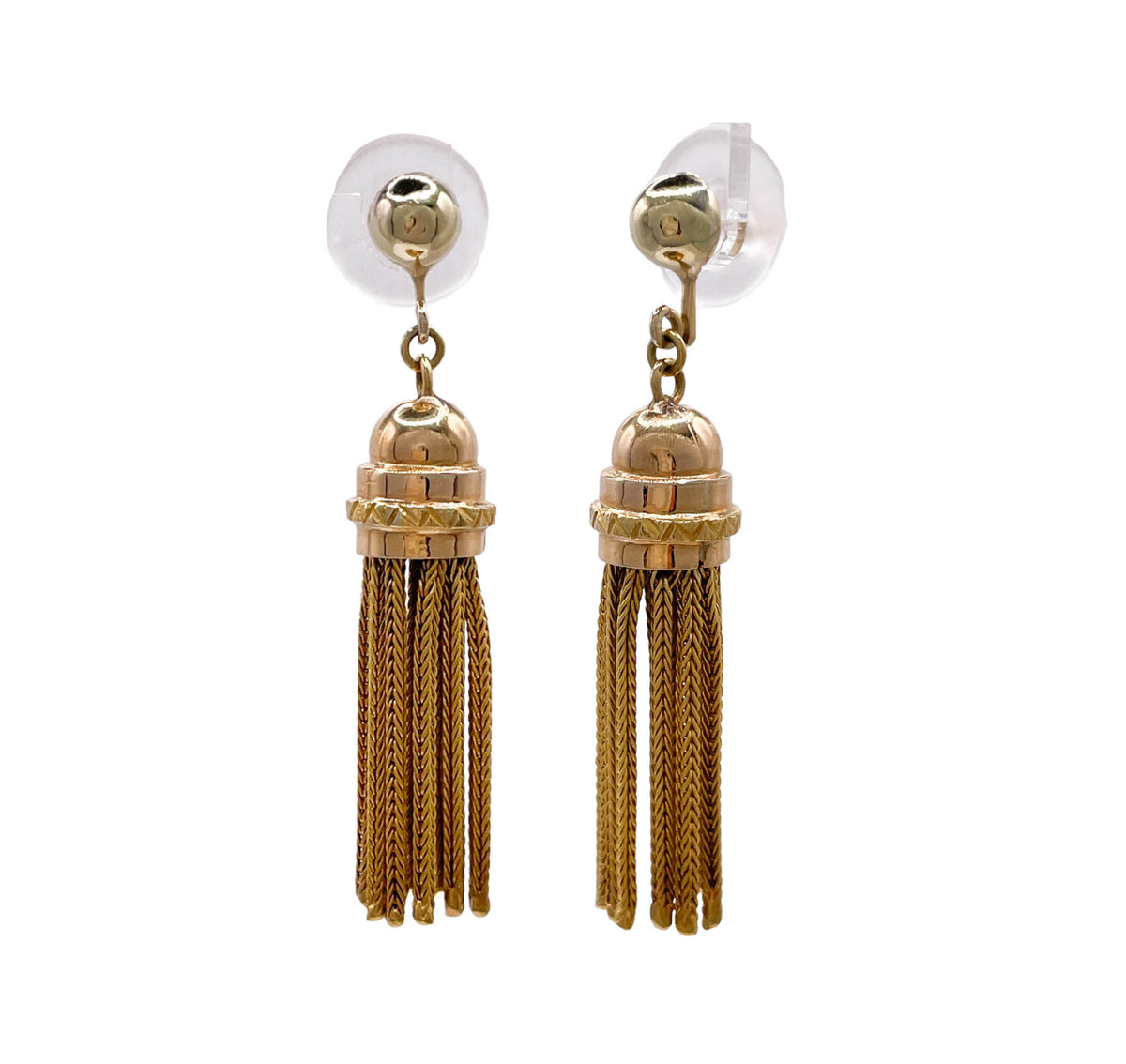 JAY FEDER 18K YELLOW GOLD TASSEL DROP DANGLE EARRINGS