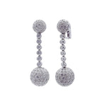 18K White Gold Diamond Pavé Ball Drop Dangle Earrings - Jay Feder Jewelers