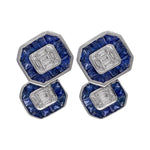 JAY FEDER 14K WHITE GOLD DIAMOND SAPPHIRE POST STUD EARRINGS