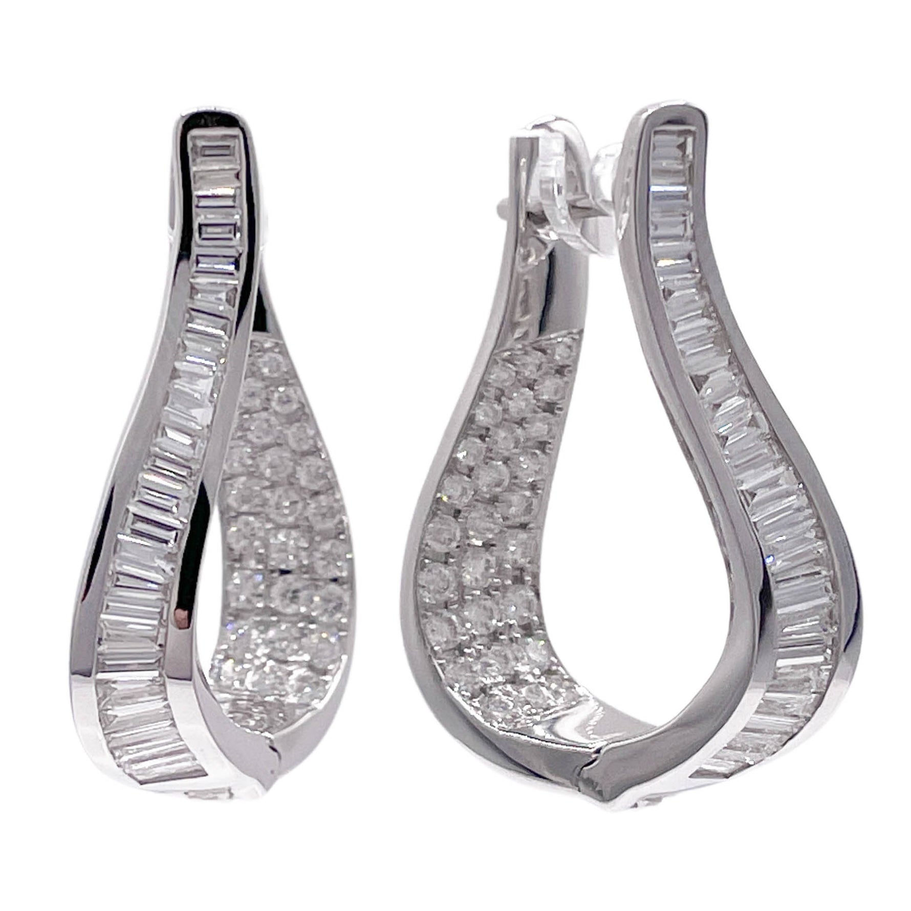 JAY FEDER 18K WHITE GOLD DIAMOND DROP EARRINGS