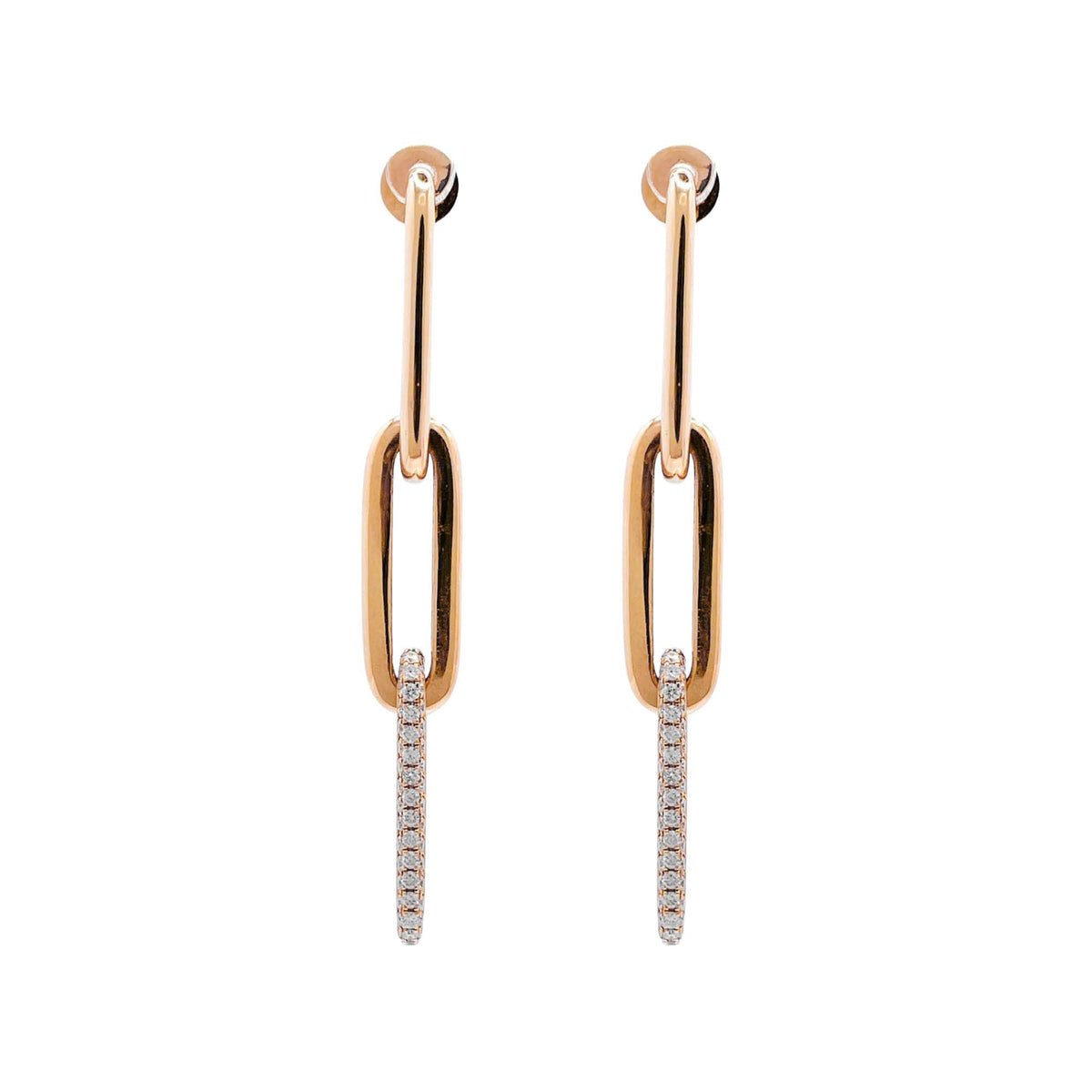 Jay Feder 14k Yellow Gold Diamond Paperclip Dangle Earrings