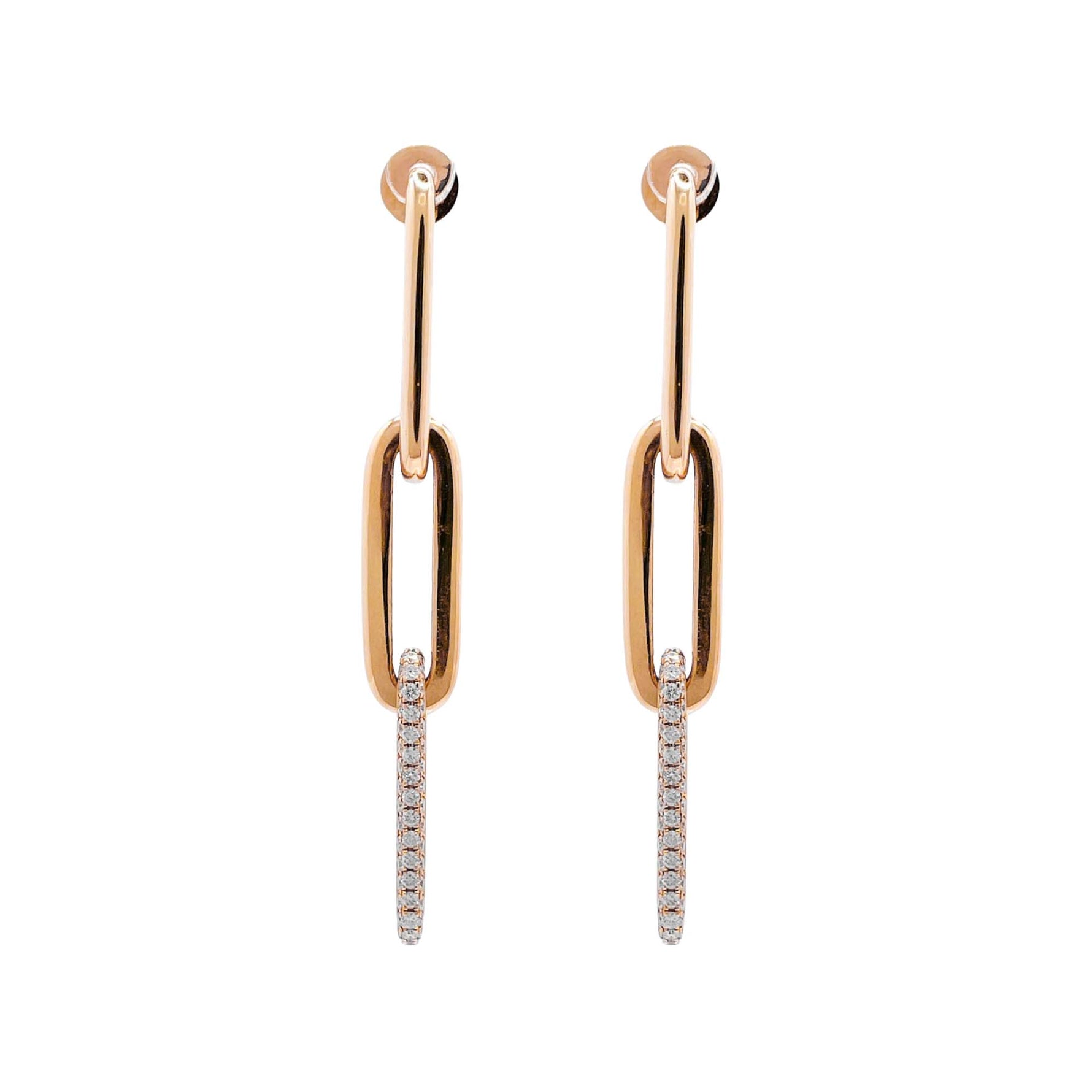 Jay Feder 14k Yellow Gold Diamond Paperclip Dangle Earrings