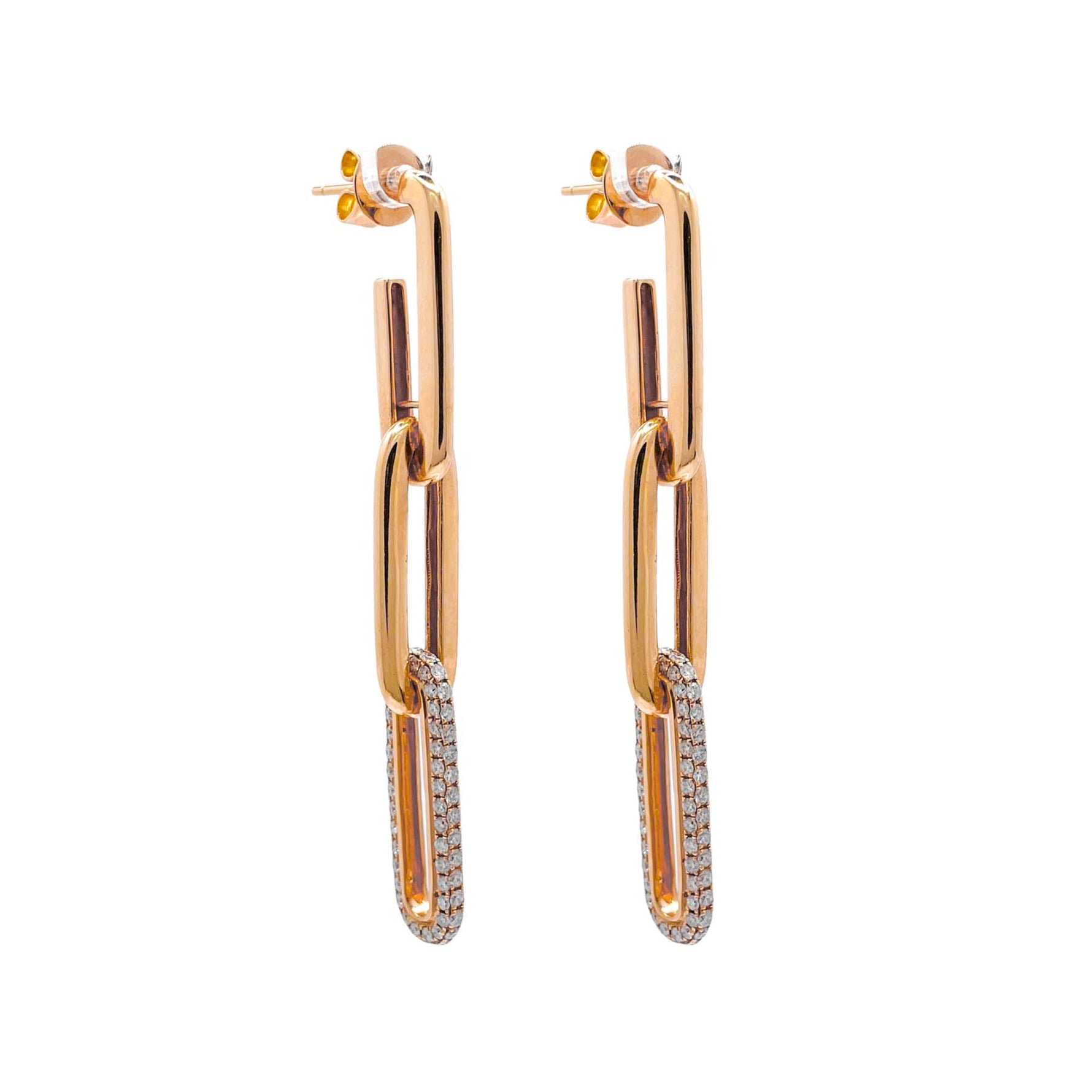 Jay Feder 14k Yellow Gold Diamond Paperclip Dangle Earrings