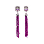 Jay Feder 14k White Gold Amethyst and Diamond Tassel Drop Dangle Earrings