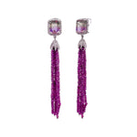 Jay Feder 14k White Gold Amethyst and Diamond Tassel Drop Dangle Earrings