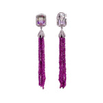 Jay Feder 14k White Gold Amethyst and Diamond Tassel Drop Dangle Earrings