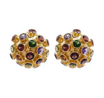 Jay Feder 18k Yellow Gold Multi-color Gemstone Burst Earrings