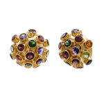 Jay Feder 18k Yellow Gold Multi-color Gemstone Burst Earrings
