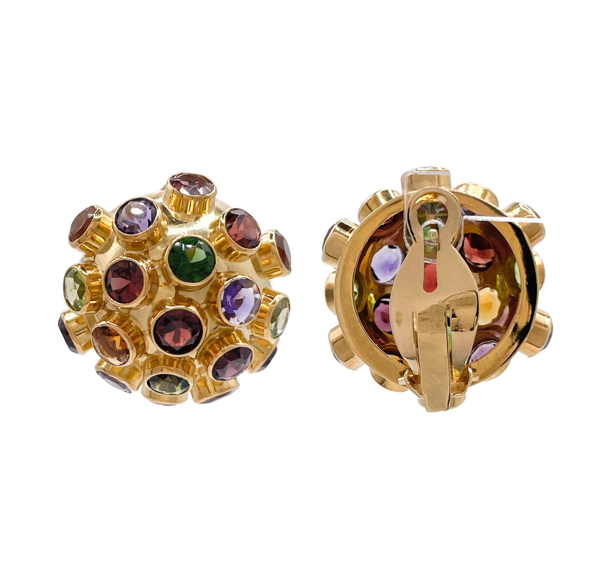 Jay Feder 18k Yellow Gold Multi-color Gemstone Burst Earrings