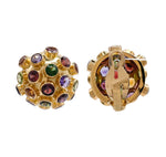 Jay Feder 18k Yellow Gold Multi-color Gemstone Burst Earrings