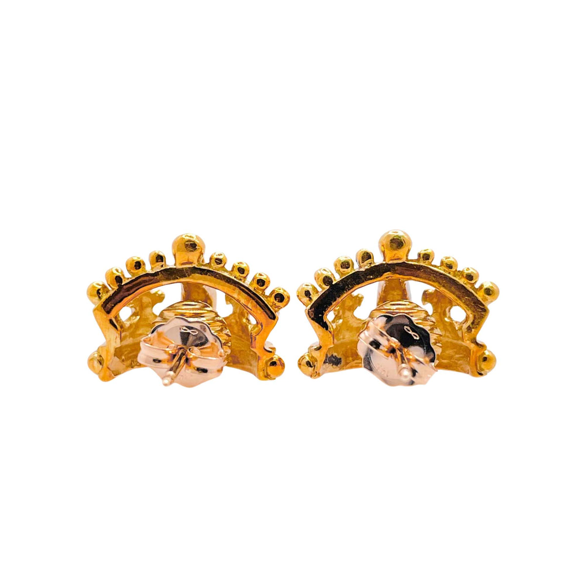 Jay Feder 14k Yellow Gold Crown Stud Earrings
