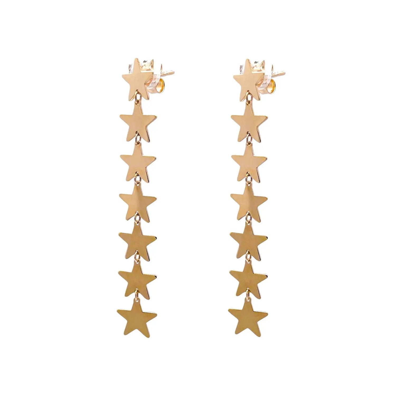 14k Yellow Gold Star Dangle Drop Earrings - Jay Feder Jewelers
