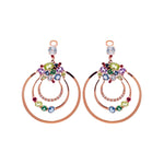 Jay Feder 14k Rose Gold Multicolor Gemstone Circle Drop Dangle Earrings