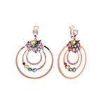 Jay Feder 14k Rose Gold Multicolor Gemstone Circle Drop Dangle Earrings