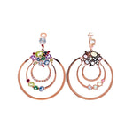 Jay Feder 14k Rose Gold Multicolor Gemstone Circle Drop Dangle Earrings