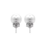 Jay Feder 14k White Gold Pearl and Diamond Stud Earrings