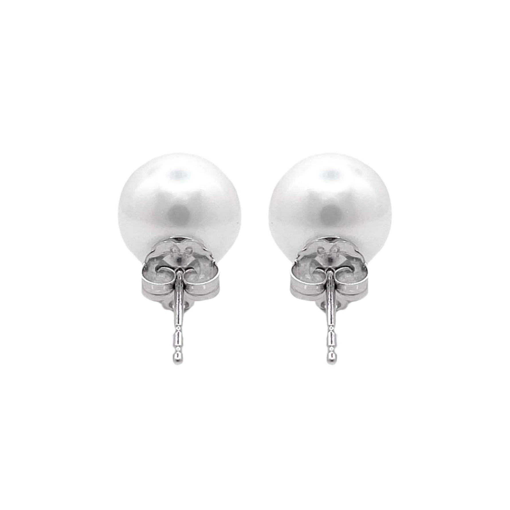 Jay Feder 14k White Gold Pearl and Diamond Stud Earrings