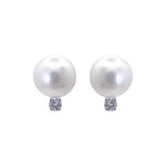 Jay Feder 14k White Gold Pearl and Diamond Stud Earrings